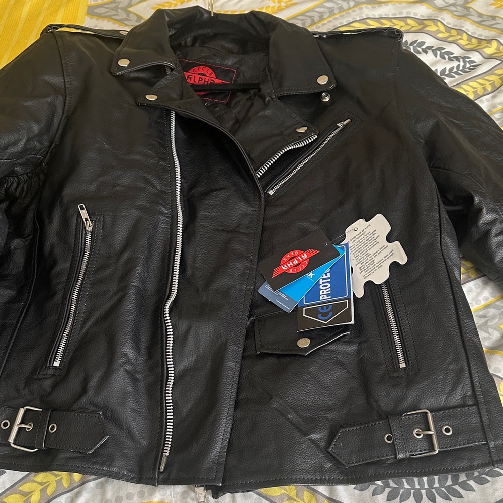 Black Leather Biker Jacket for Men
